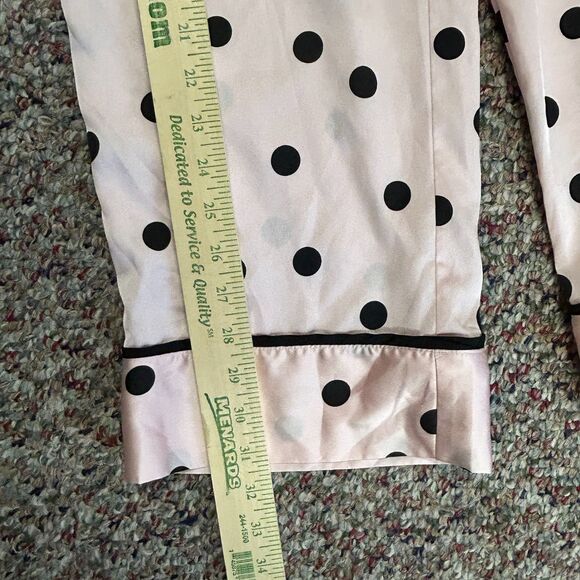Kate Spade Pink with Black Polka Dots Satin Short Sleeve Capri Length Pajamas S - Picture 15 of 15